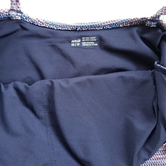 NEW Aerie Blue Pique Bandeau One Piece Swimsuit Shoulder Ties - Picture 5 of 7